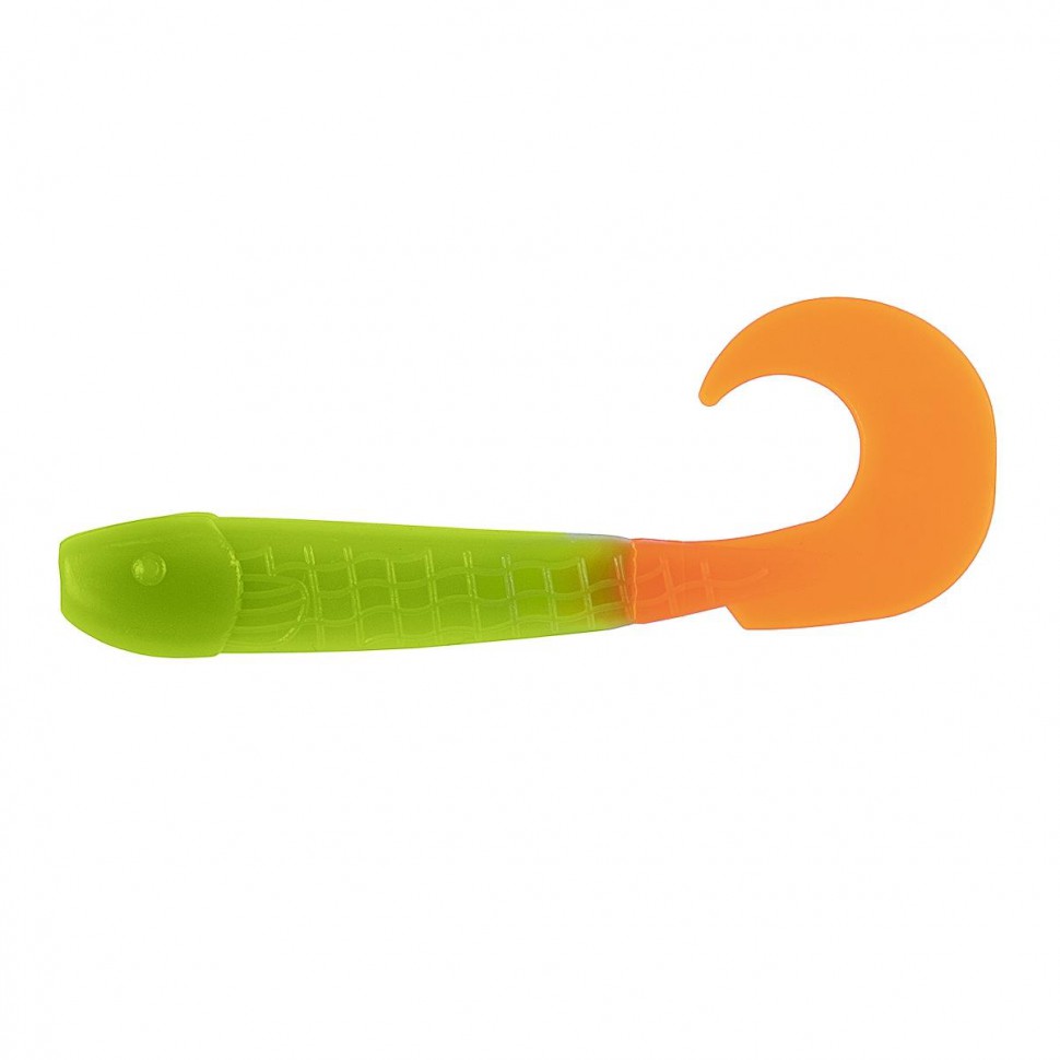 Твистер Helios Long Hybrid 3,55"/9,0 см, цвет Lime & Orange 7 шт HS-15-020 , 